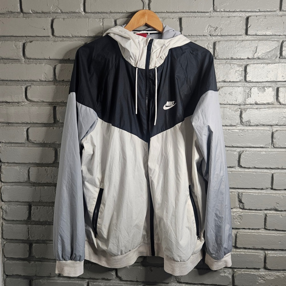 Nike Windrunner Hooded Windbreaker Jacket Black White‎ Grey 2XL 727324-101
